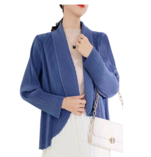 One Button Big Collar Jacket - JK1321 Blue